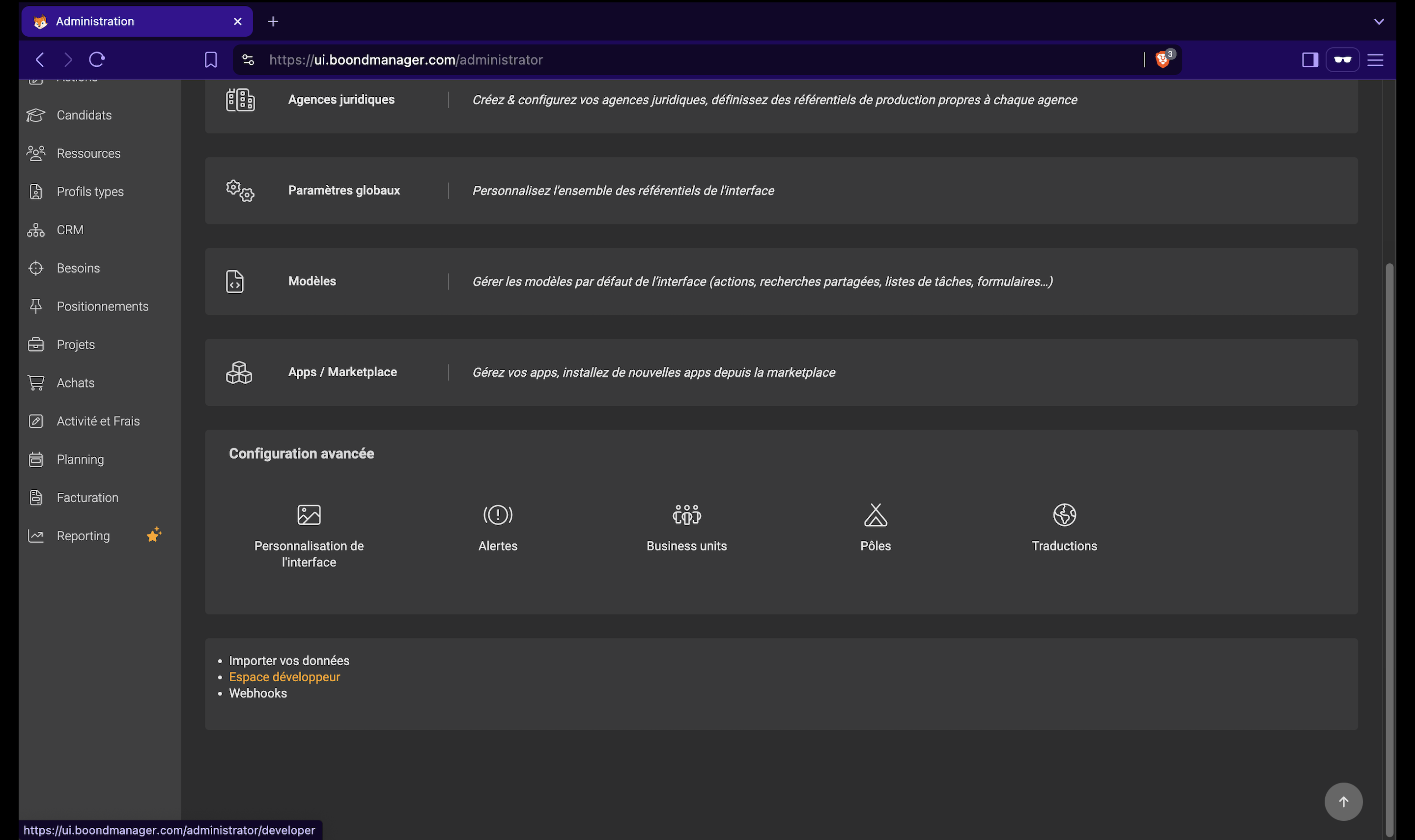 Client token et client key Boond Manager