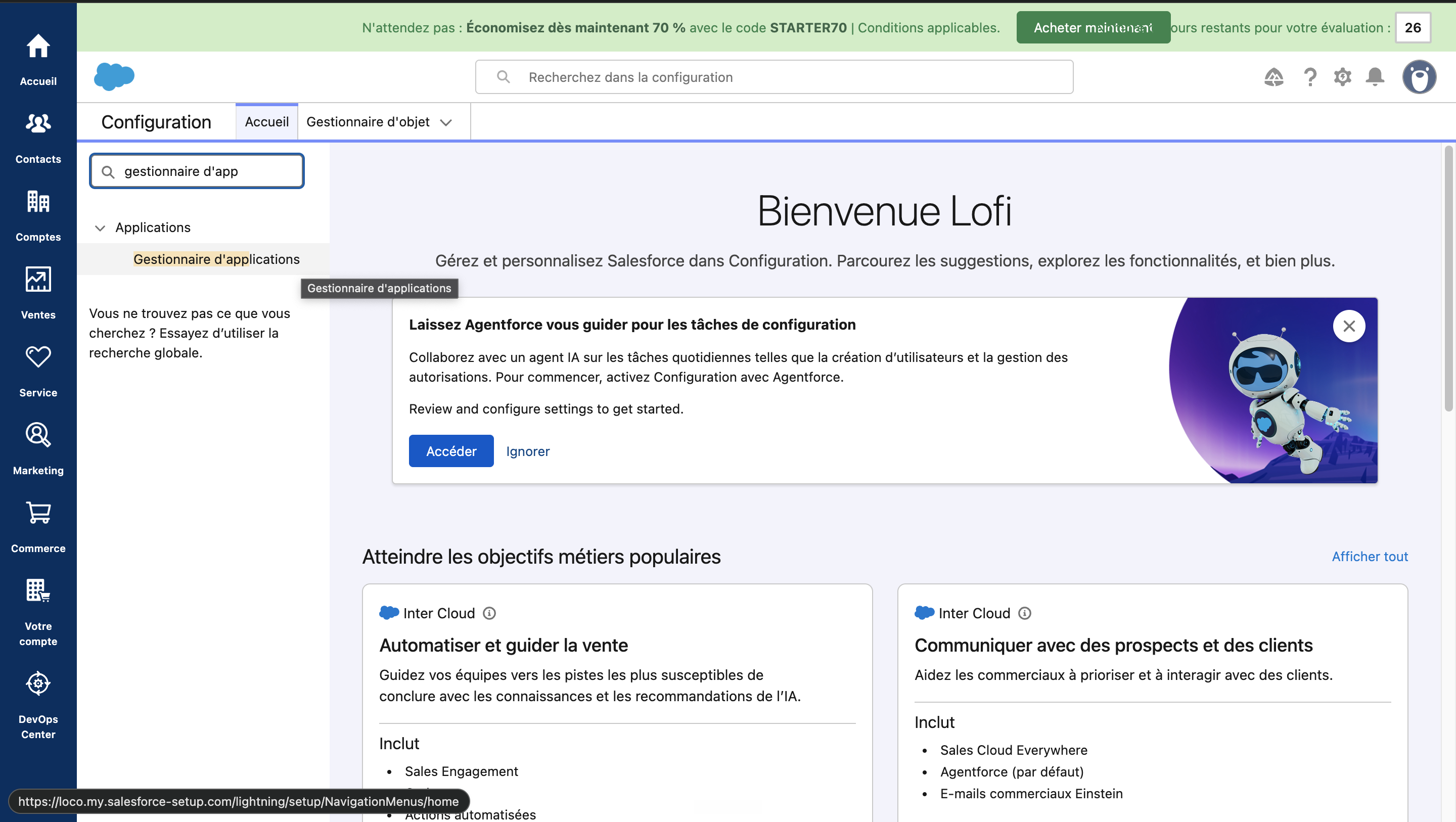 Gestionnaire d'applications Salesforce
