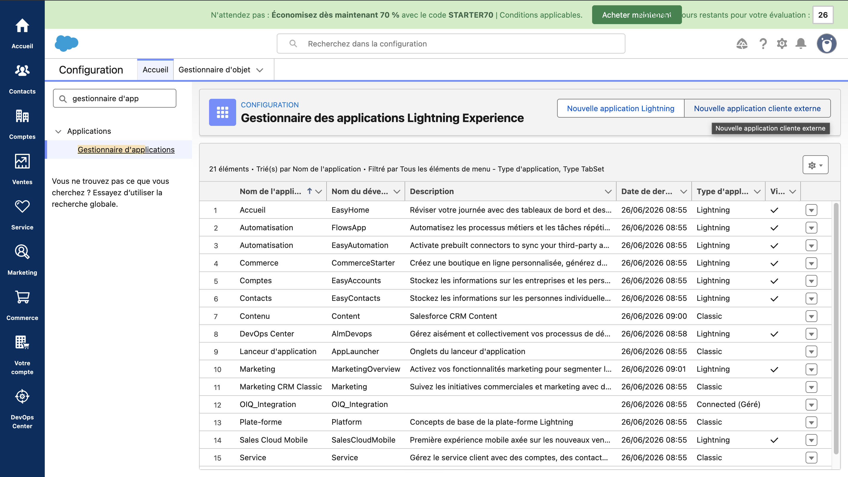 Création d'une nouvelle application cliente externe