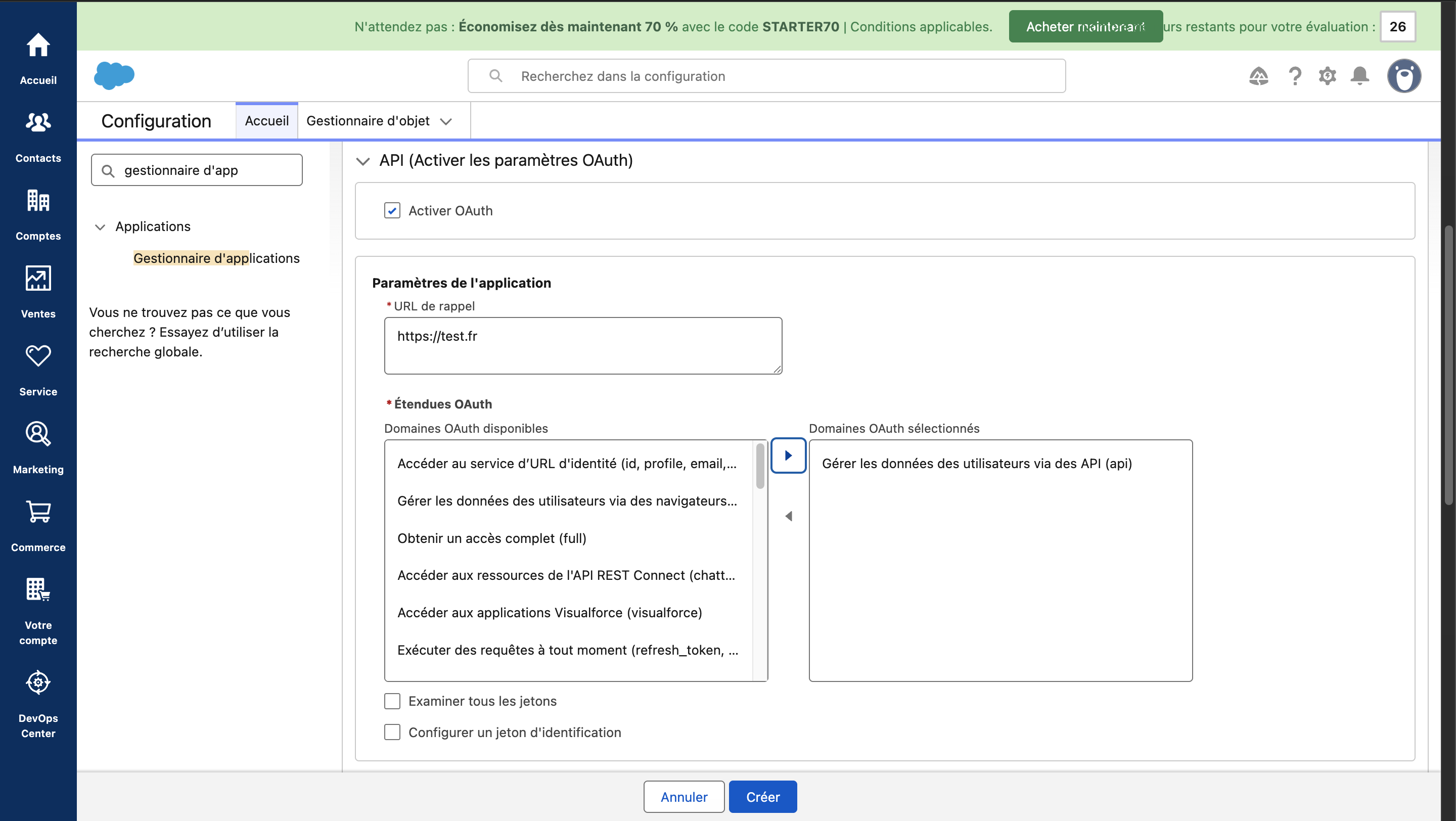 Ajout du scope de gestion des données via API