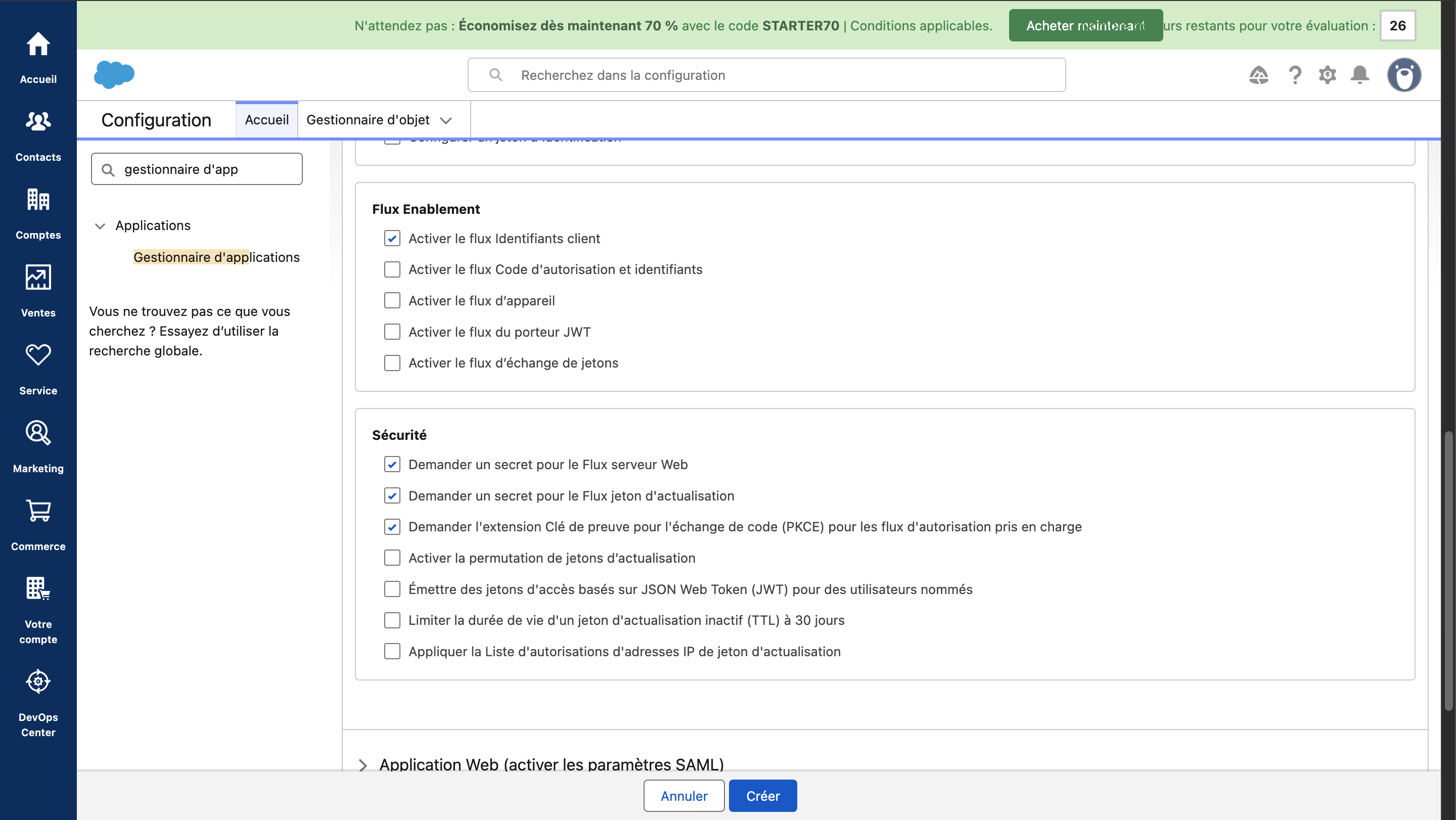 Activation du flux identifiants client