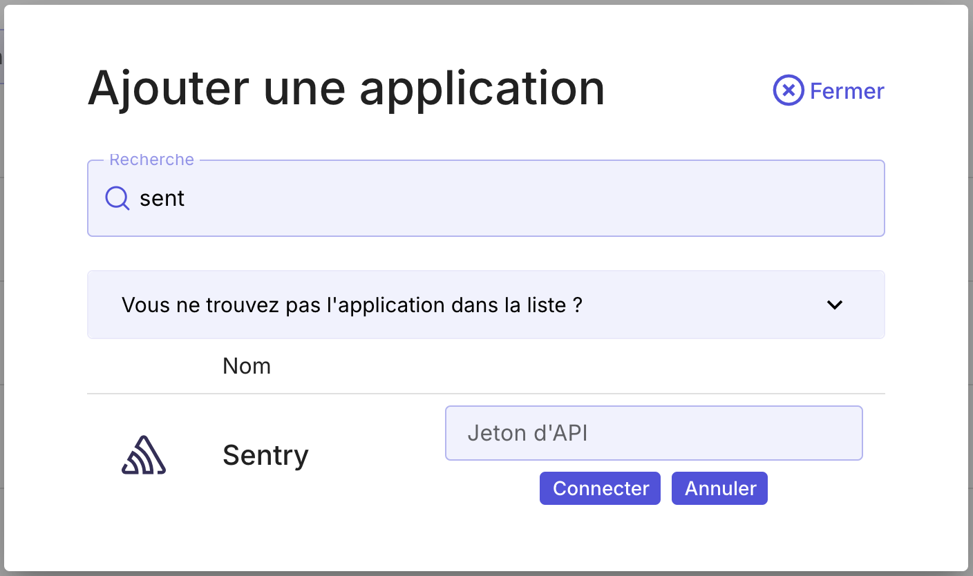 Connexion Sentry sur MIA